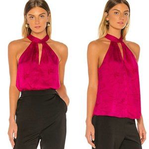 NWT Joie Cedra Cutout Printed Halter Top in Fuschia Pink